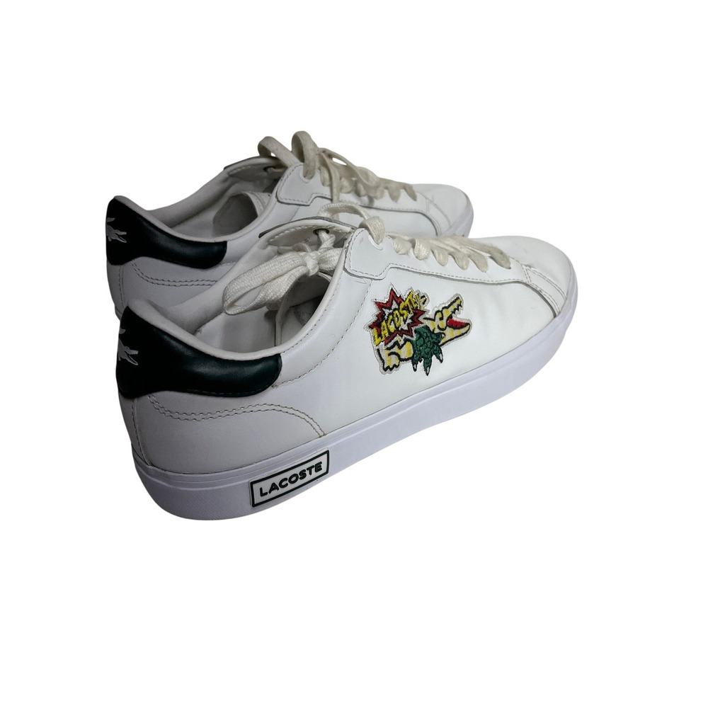 Lacoste Sneakers shoes White Green Crocodile Logo Lace Up Low Top Mens Size 9.5‎